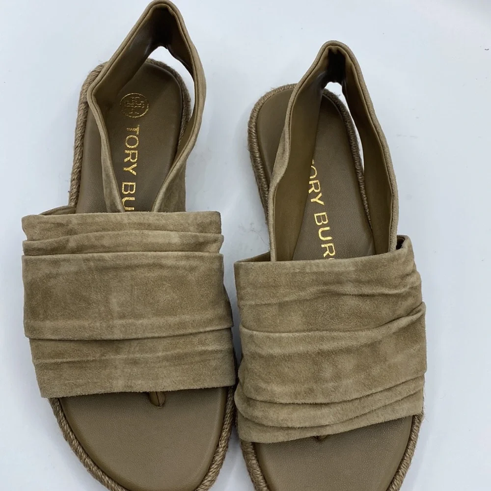 NWOB Tory Burch‎ Suede Slingback Espadrilles In Leccio Tan Size 5